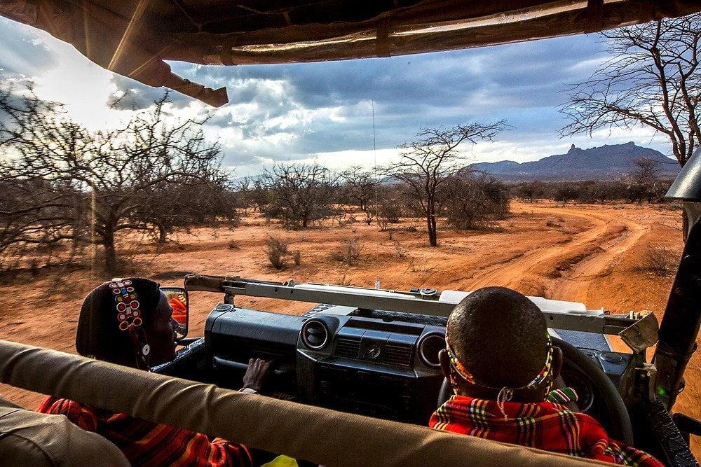 Samburu warriors on a morning drive